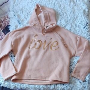Peach Hoodie with 'Love' Print